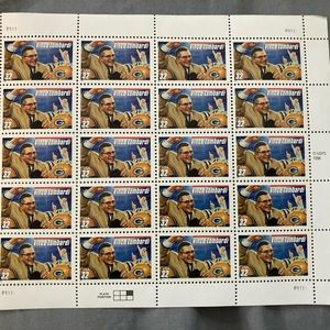 Vince Lombardi #3147 1997 Red Bar 32 cent stamps. Sheet of 20 mint condition